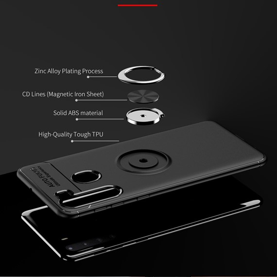 Samsung Galaxy A21 CaseUp Finger Ring Holder Kılıf Siyah Rosegold 4